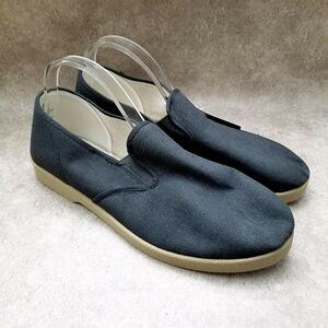 Puritan Mens Hopsack  Sz 12 W Black Canvas Slip On Casual Loafer